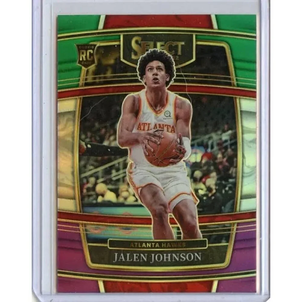 2021-22 Panini Select Jalen Johnson RC Green/White/Purple Prizm 17 Atlanta Hawks